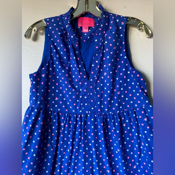 Lily Pulitzer cotton swing dress novella borealis blue pockets Xs - Picture 5 of 10